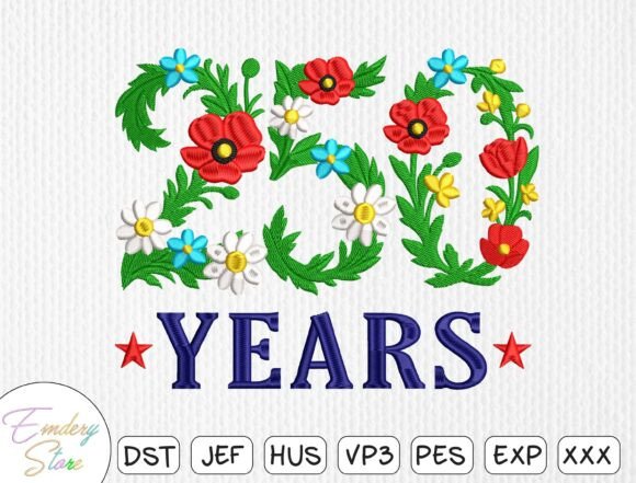 250 Years Floral Embroidery Design