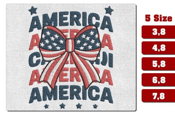 America Stacked Text Bow Embroidery File