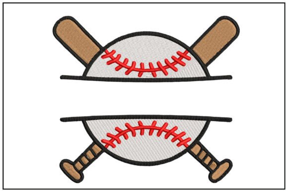 Baseball Split Embroidery Design