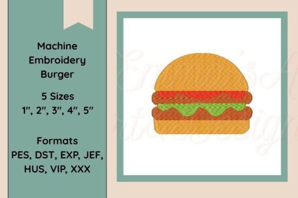 Burger Embroidery Design
