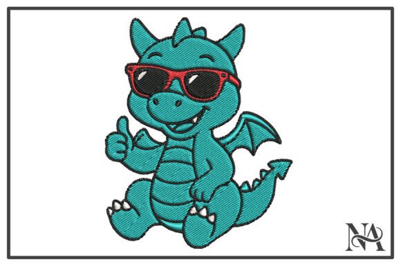 Cool Dragon with Sunglasses Embroidery