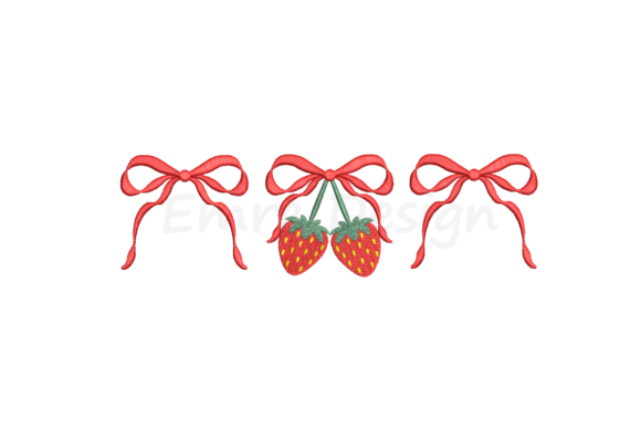 Coquette Cherry Bow Embroidery Design