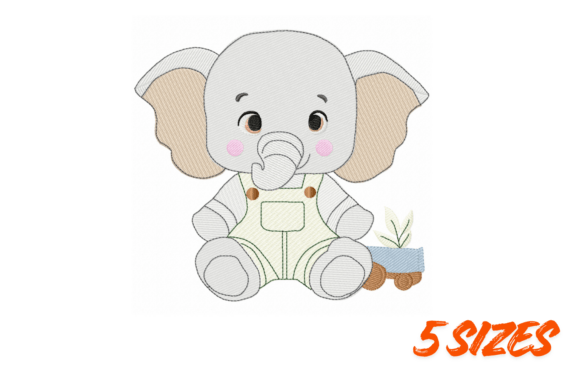 Cute Baby Elephant Embroidery Design Set