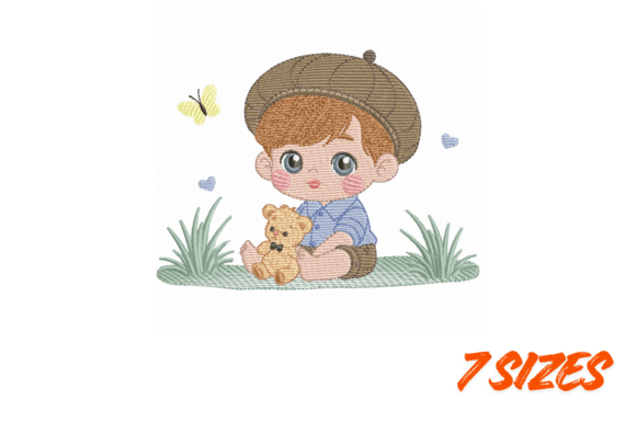Cute Boy Teddy Embroidery Design