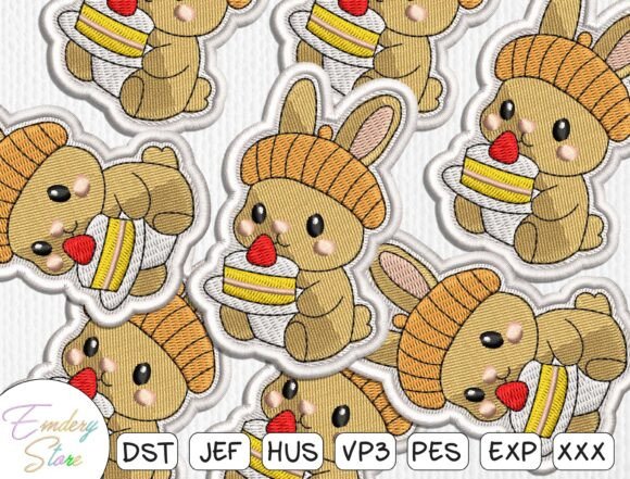 Cute Bunny Cake Embroidery Patch