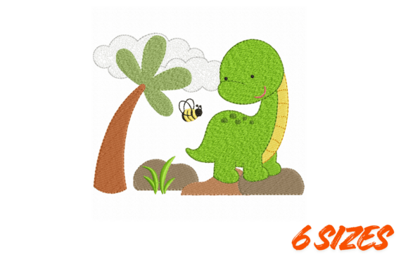 Cute Dino Embroidery Design Art