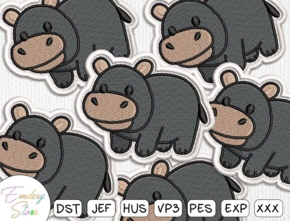 Cute Hippo Patch Embroidery File