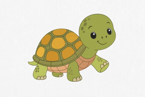 Cute Turtle Embroidery Design Art