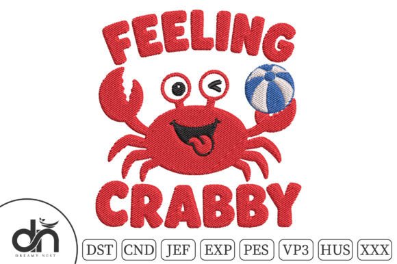 Feeling Crabby Beach Crab Embroidery