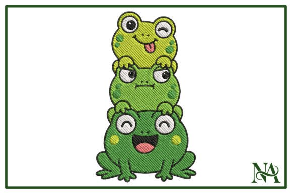 Frog Stack Embroidery Design
