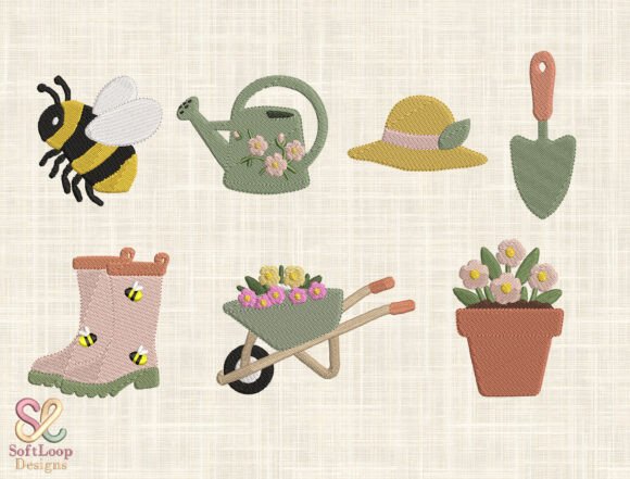 Garden Charm Patch Embroidery Set