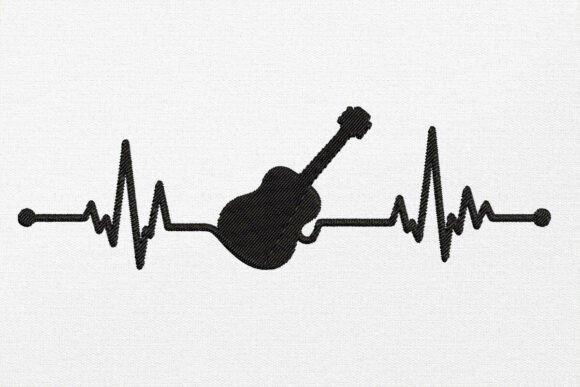 Guitar is My Heartbeat Embroidery Design