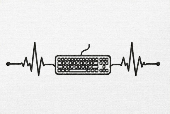 Heartbeat Embroidery Design Kibort