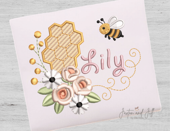 Honey Bee Rose Frame Embroidery Design