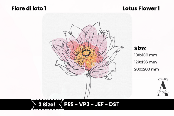 Lotus Flower Line Art Embroidery Design