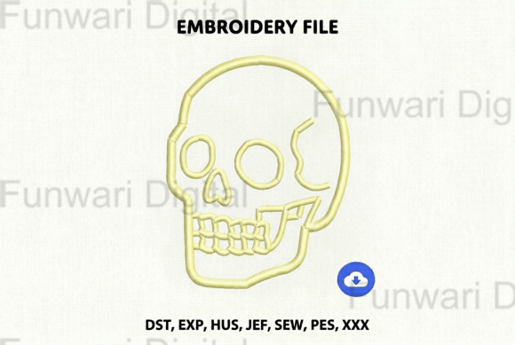 Minimalist Skull Line Art Embroidery