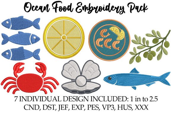 Ocean Food Embroidery Pack