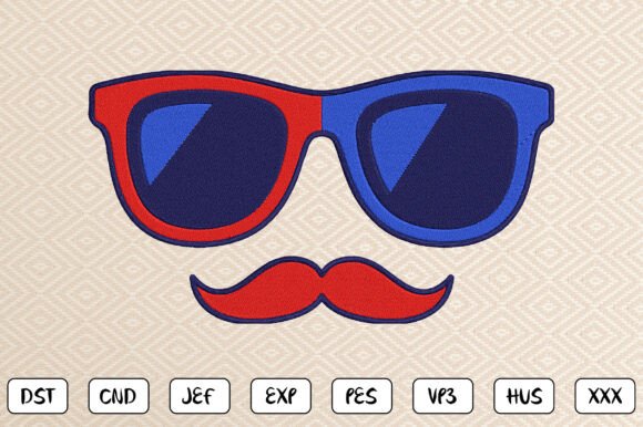 Patriotic Mustache Embroidery Design