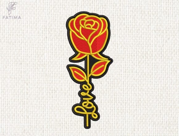 Rose Love Patch Embroidery Design