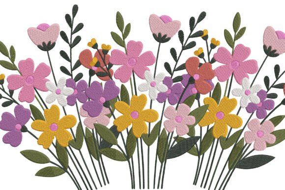 Spring Wildflower Bouquet Embroidery