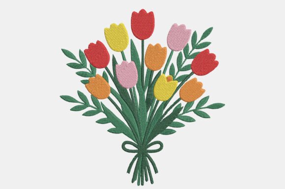 Tulip Flowers Embroidery Design