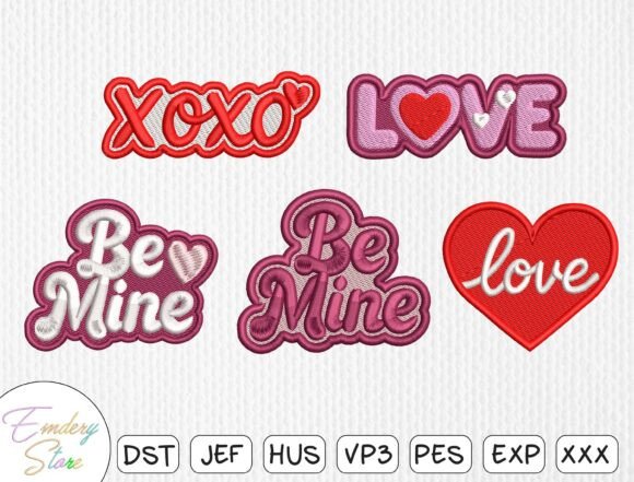 Valentine Embroidery Patch Set