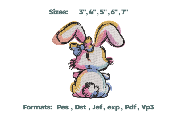 Watercolor Splash Bunny Embroidery